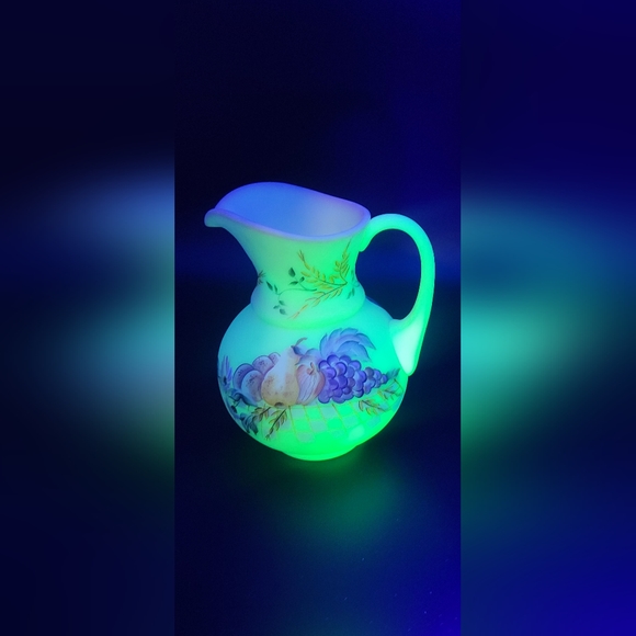 Fenton Uranium Burmese Bountiful Harvest Pitcher - Picture 2 of 6